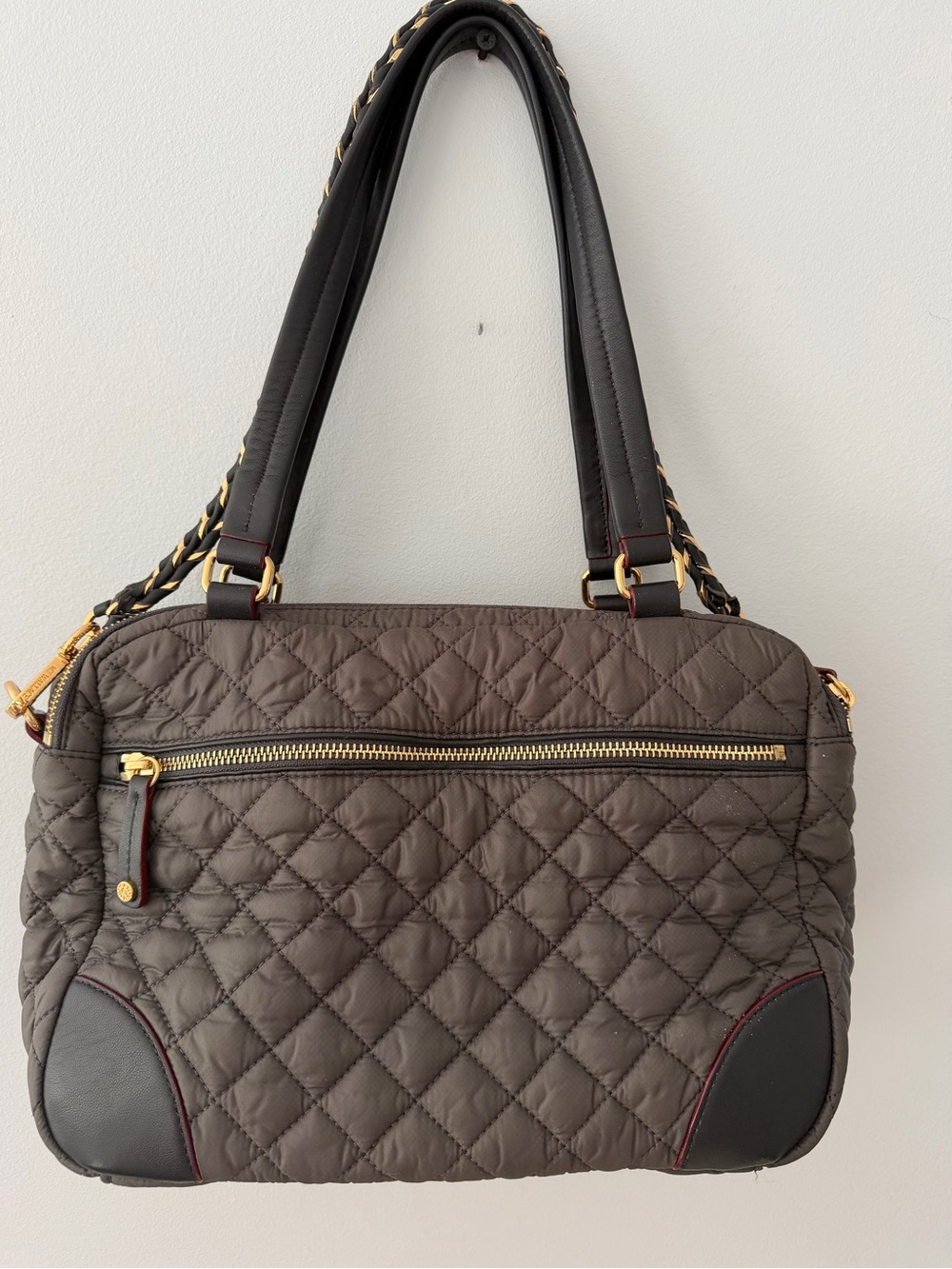 MZ Wallace Quilted Grey Shoulder Bag with Gold Hardware - Picture 5 of 10